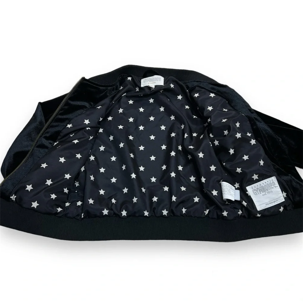 Gymboree Girls S‎ 5/6 Black Velour Jacket Full Zip Star Lining Gold Trim